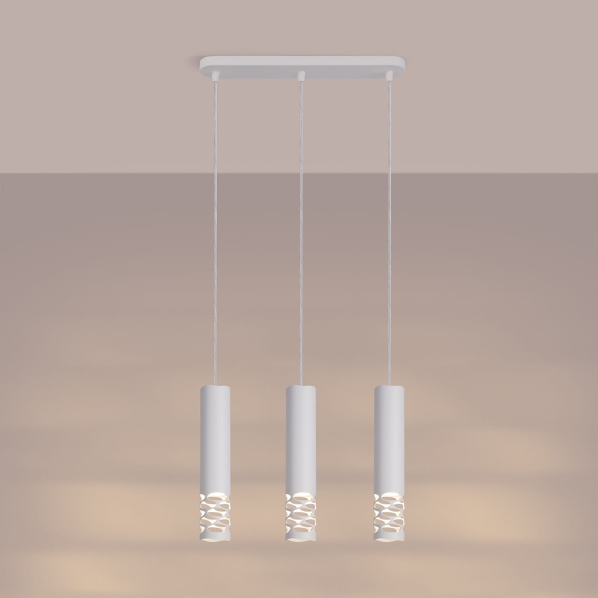 Luster na lanku LIRO 3xGU10/10W/230V biela