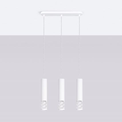Luster na lanku LIRO 3xGU10/10W/230V biela