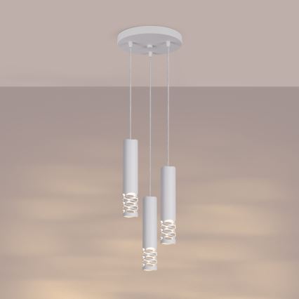 Luster na lanku LIRO 3xGU10/10W/230V biela