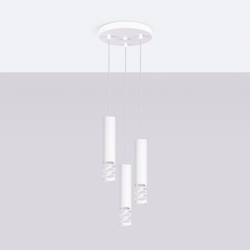 Luster na lanku LIRO 3xGU10/10W/230V biela