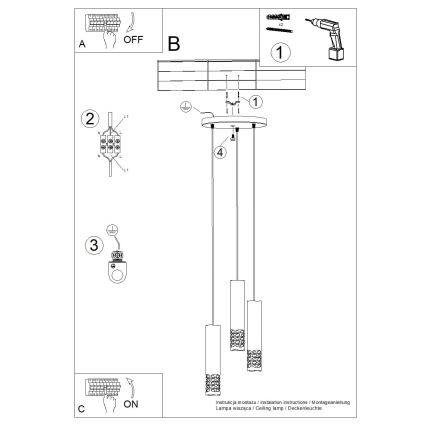 Luster na lanku LIRO 3xGU10/10W/230V biela