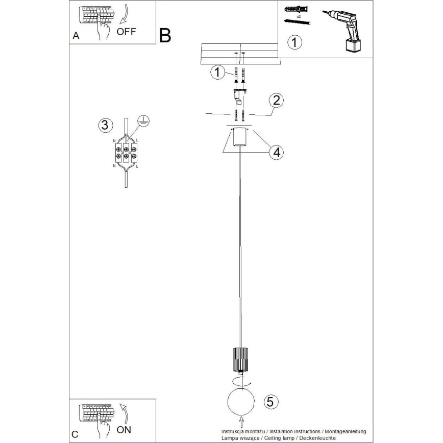 Luster na lanku HALO 1xG9/8W/230V pr. 12 cm biela