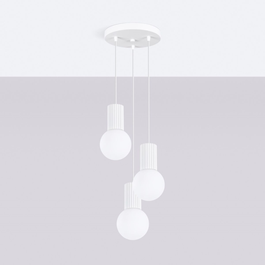 Luster na lanku HALO 3xG9/8W/230V pr. 25 cm biela