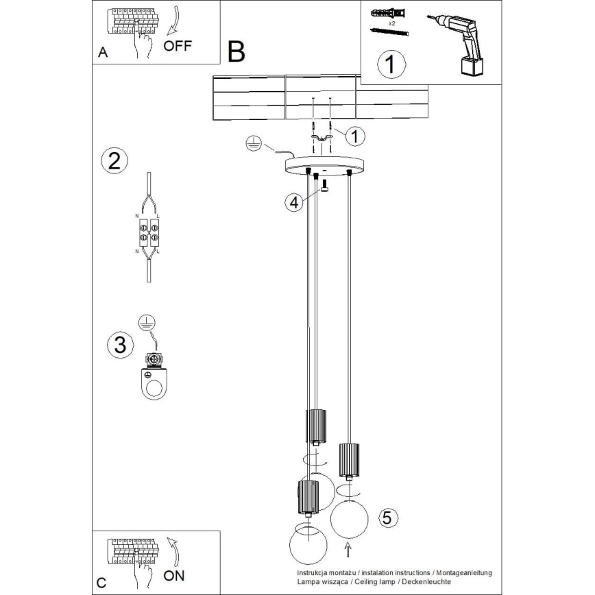 Luster na lanku HALO 3xG9/8W/230V pr. 25 cm biela