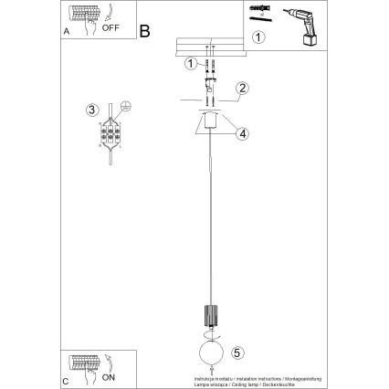 Luster na lanku HALO 1xG9/8W/230V pr. 12 cm čierna
