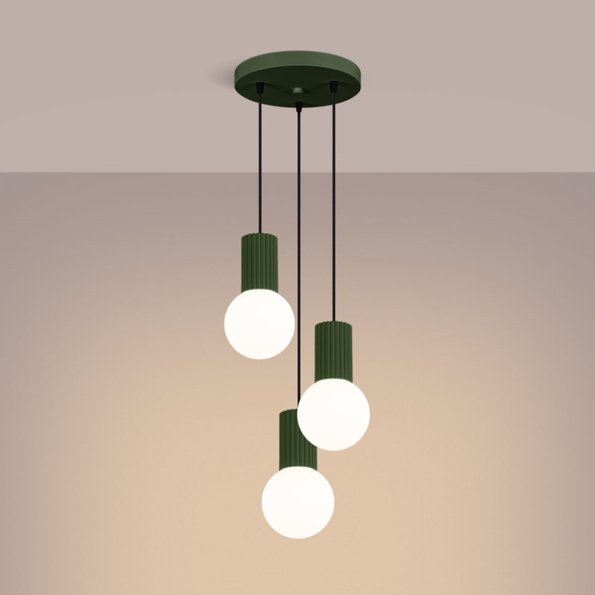 Luster na lanku HALO 3xG9/8W/230V pr. 25 cm zelená