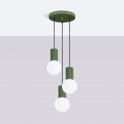 Luster na lanku HALO 3xG9/8W/230V pr. 25 cm zelená