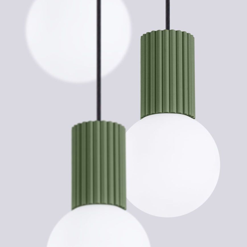 Luster na lanku HALO 3xG9/8W/230V pr. 25 cm zelená