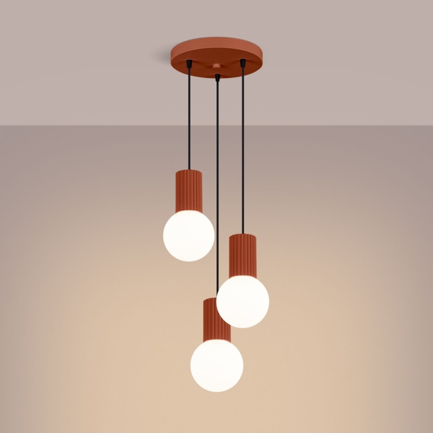 Luster na lanku HALO 3xG9/8W/230V pr. 25 cm oranžová