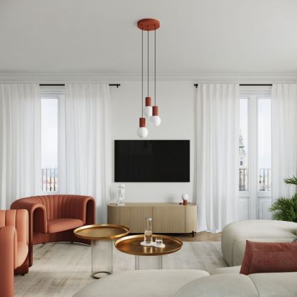 Luster na lanku HALO 3xG9/8W/230V pr. 25 cm oranžová