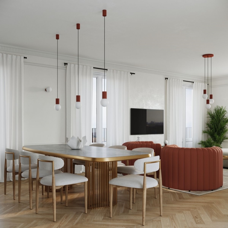 Luster na lanku HALO 3xG9/8W/230V pr. 25 cm oranžová