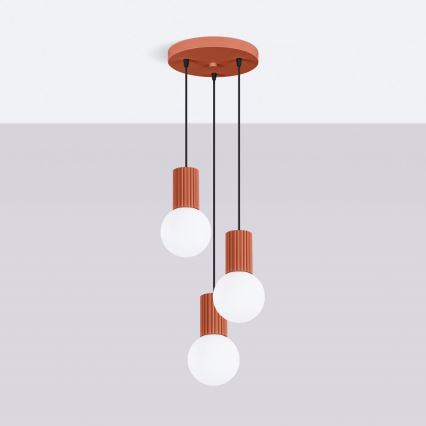 Luster na lanku HALO 3xG9/8W/230V pr. 25 cm oranžová