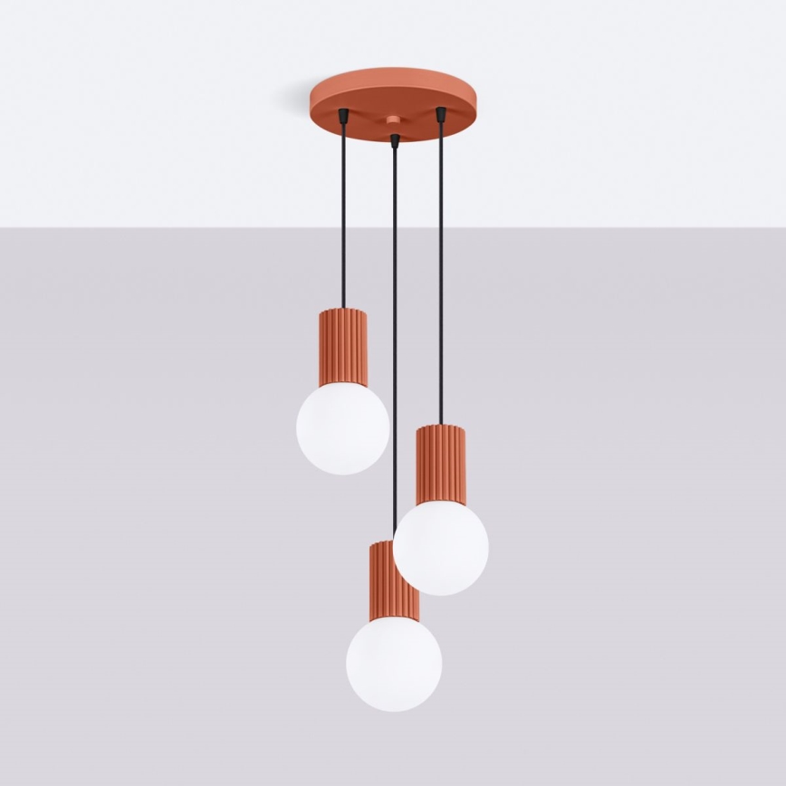 Luster na lanku HALO 3xG9/8W/230V pr. 25 cm oranžová