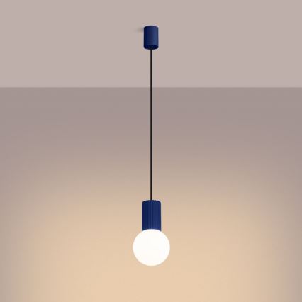 Luster na lanku HALO 1xG9/8W/230V pr. 12 cm modrá