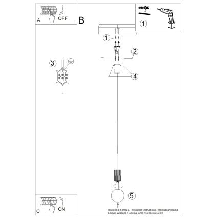 Luster na lanku HALO 1xG9/8W/230V pr. 12 cm modrá