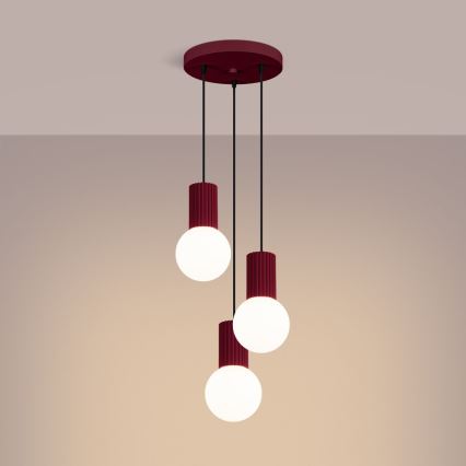 Luster na lanku HALO 3xG9/8W/230V pr. 25 cm červená