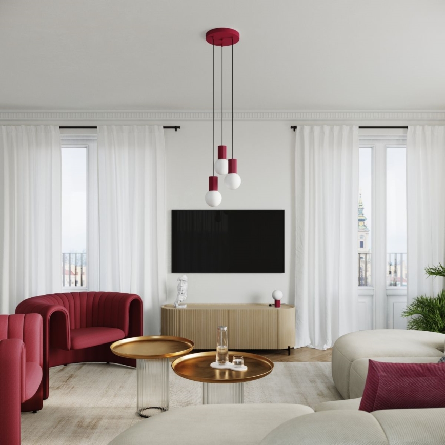 Luster na lanku HALO 3xG9/8W/230V pr. 25 cm červená