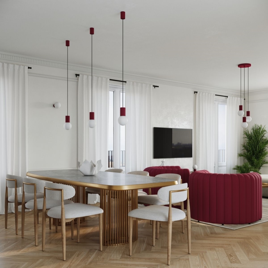 Luster na lanku HALO 3xG9/8W/230V pr. 25 cm červená