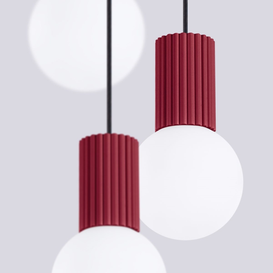 Luster na lanku HALO 3xG9/8W/230V pr. 25 cm červená