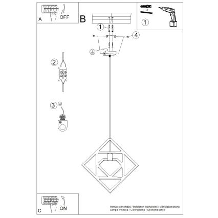 Luster na lanku CARO 1xE27/15W/230V buk