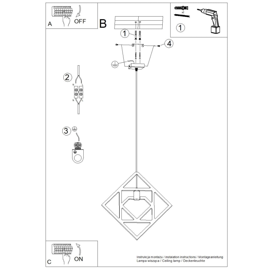 Luster na lanku CARO 1xE27/15W/230V buk