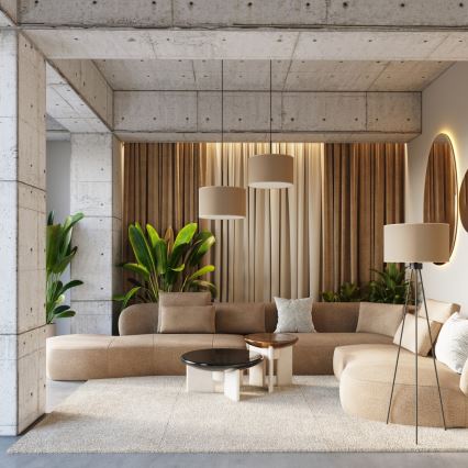 Závesný luster na lanku NEVIA 1xE27/15W/230V Ø 40 cm taupe