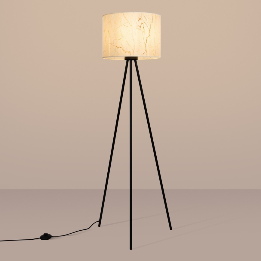 Stojaca lampa NEVIA 1xE27/15W/230V, béžová s mramorovým dekorom