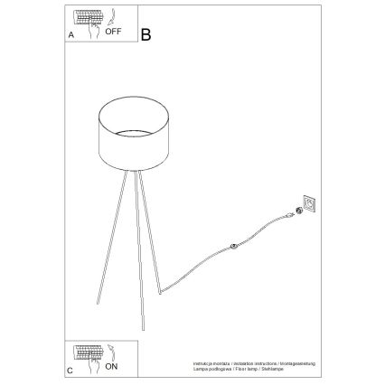 Stojaca lampa NEVIA 1xE27/15W/230V, béžová s mramorovým dekorom