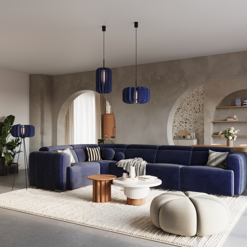 Závesný luster na lanku MULA 1xE27/15W/230V, priemer 45 cm, modrý