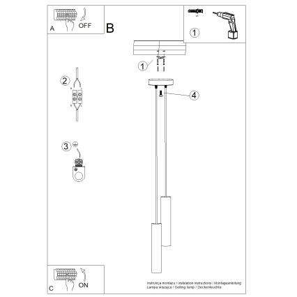 Závesné svietidlo na lankách LAGOS 2xGU10/10W/230V čierne