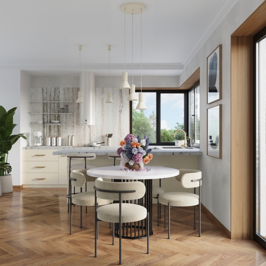 Závesný luster na lanku ESTRIA 1xE14/10W/230V priemer 14 cm krémový