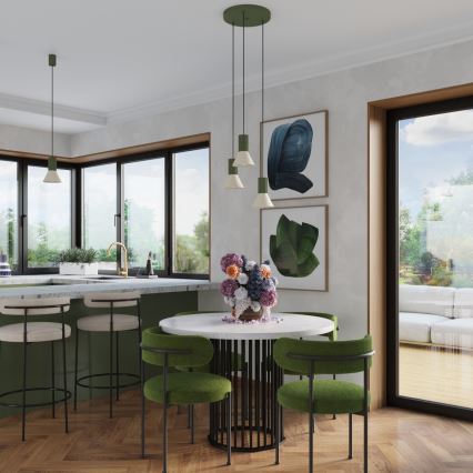 Luster na lanku ESTRIA 1×E14/10W/230V pr. 14 cm zelený