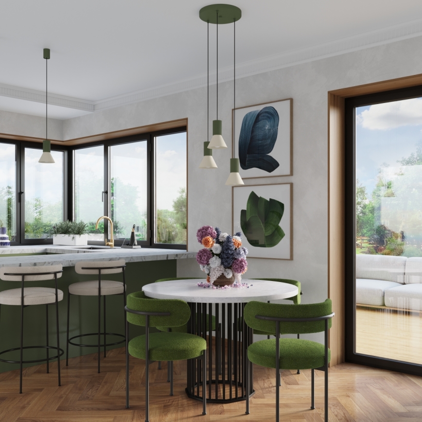 Luster na lanku ESTRIA 1×E14/10W/230V pr. 14 cm zelený