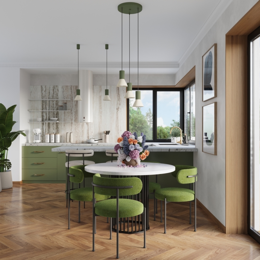 Závesný luster na lanku ESTRIA 3xE14/10W/230V pr. 30 cm zelený