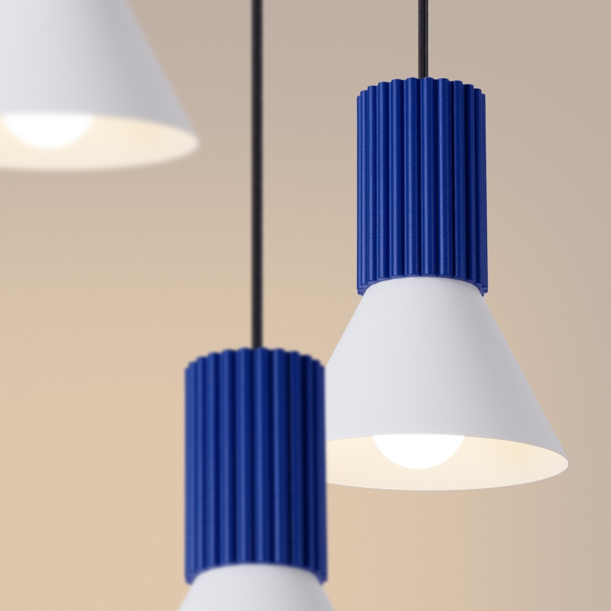Závesný luster na lankách ESTRIA 3xE14/10W/230V, priemer 30 cm, modrý