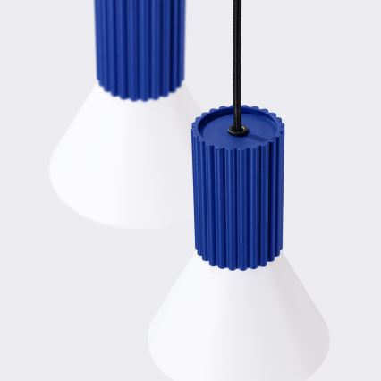 Závesný luster na lankách ESTRIA 3xE14/10W/230V, priemer 30 cm, modrý