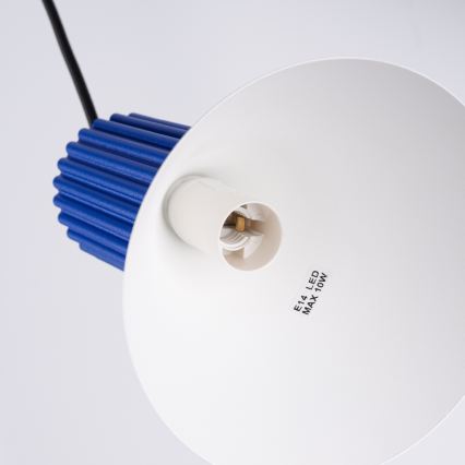 Závesný luster na lankách ESTRIA 3xE14/10W/230V, priemer 30 cm, modrý