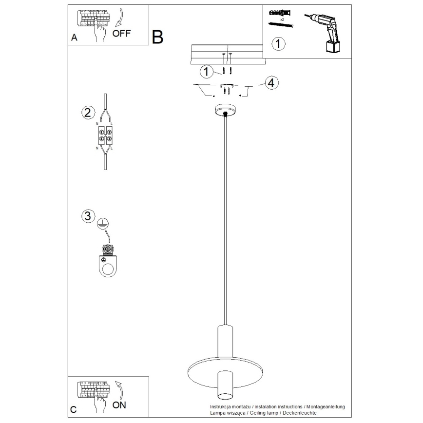 Luster na lanku PELTA 1xGU10/10W/230V čierna/krémová