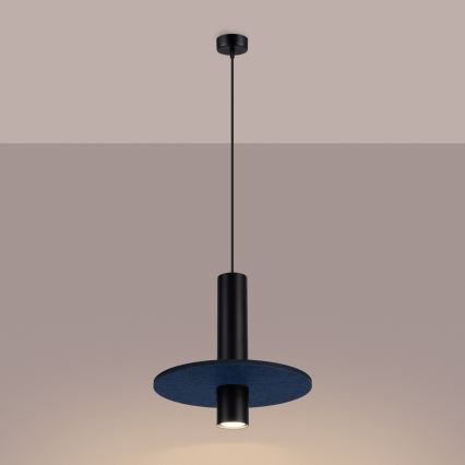 Luster na lanku PELTA 1xGU10/10W/230V čierna/modrá