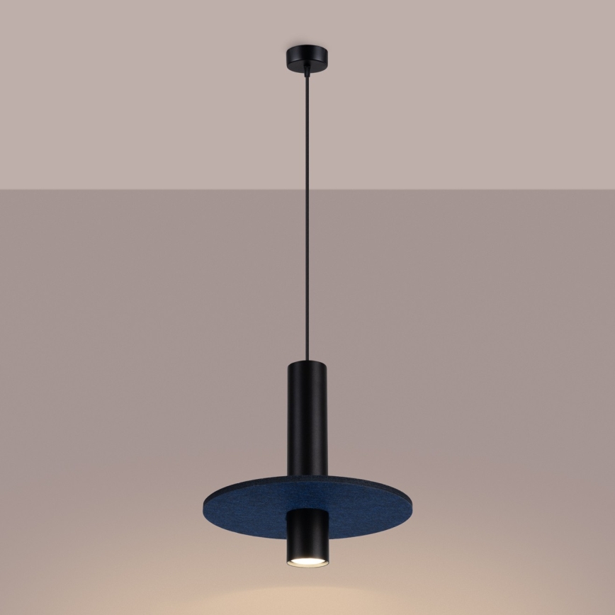 Luster na lanku PELTA 1xGU10/10W/230V čierna/modrá