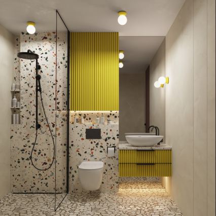 Kúpeľňové stropné svietidlo ZORI 1xG9/8W/230V, priemer 12 cm, IP44, žlté