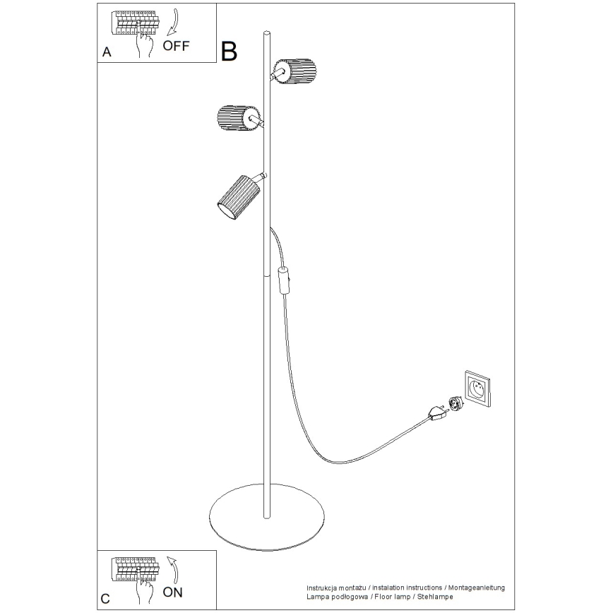 Stojacia lampa KARBON 3xGU10/10W/230V biela