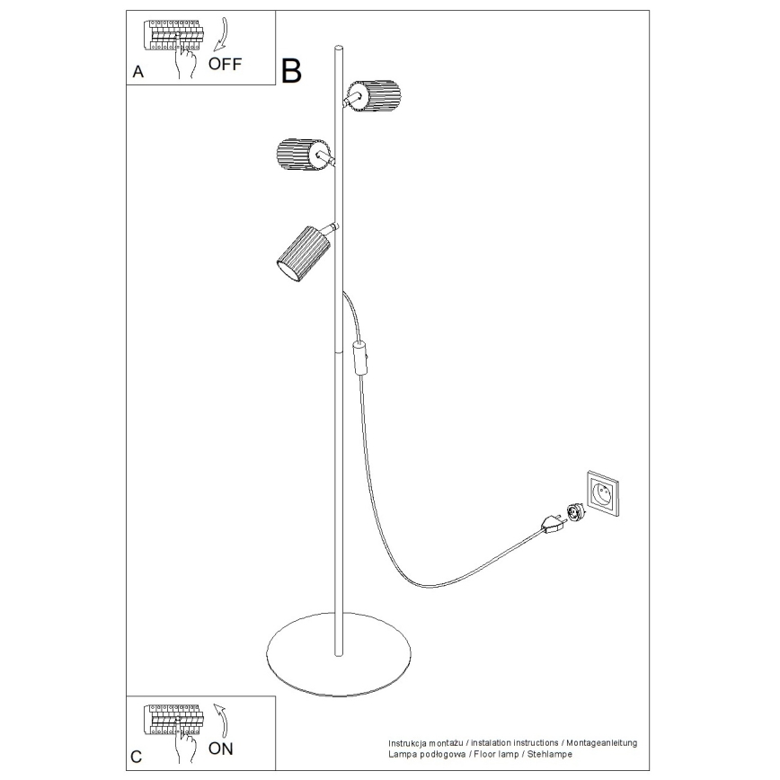 Stojacia lampa KARBON 3xGU10/10W/230V oranžová