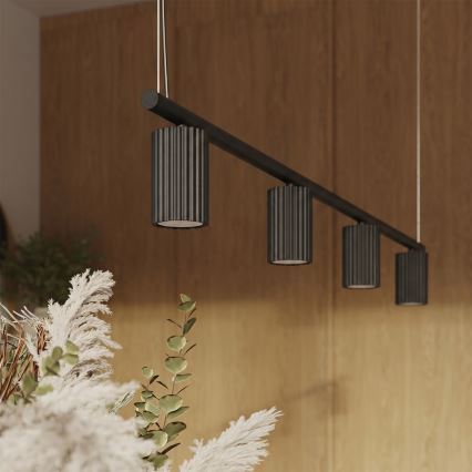 Závesný luster na lanku KARBON 4xGU10/10W/230V čierny