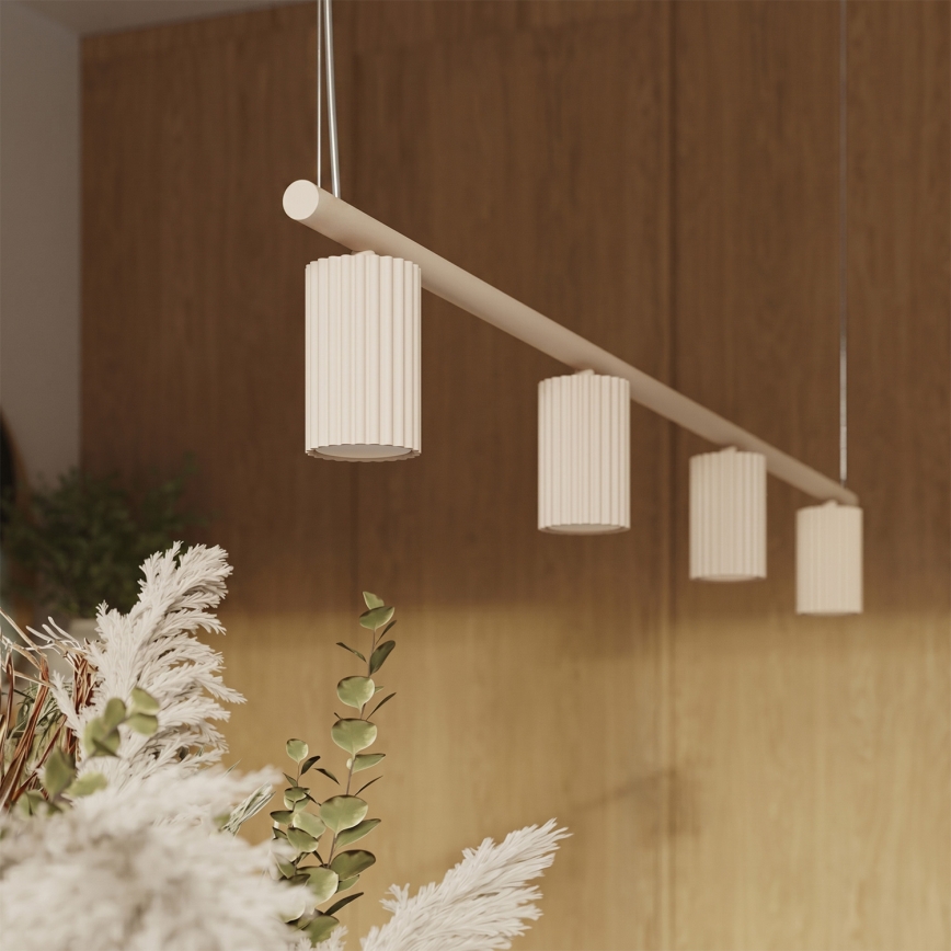 Luster na lanku KARBON 4xGU10/10W/230V krémový