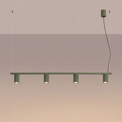 Závesný luster na lanku KARBON 4xGU10/10W/230V zelený