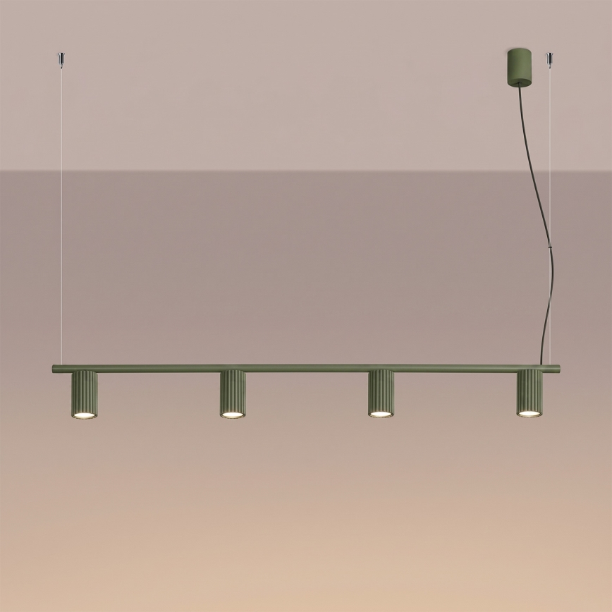 Závesný luster na lanku KARBON 4xGU10/10W/230V zelený