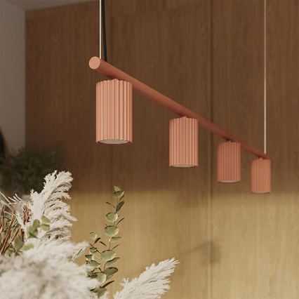 Závesné svietidlo na lanku KARBON 4xGU10/10W/230V oranžové