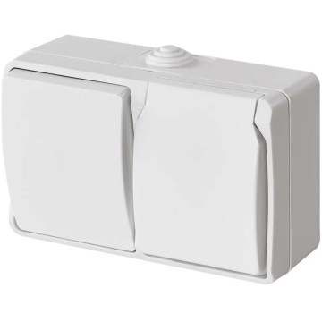 Spínač domový striedavý č. 6 so zásuvkou 250V/16A IP44 biela