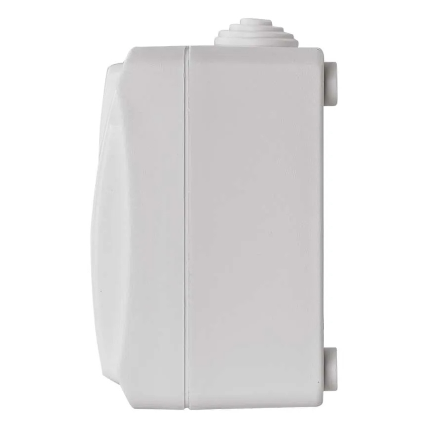 Spínač domový striedavý č. 6 so zásuvkou 250V/16A IP44 biela